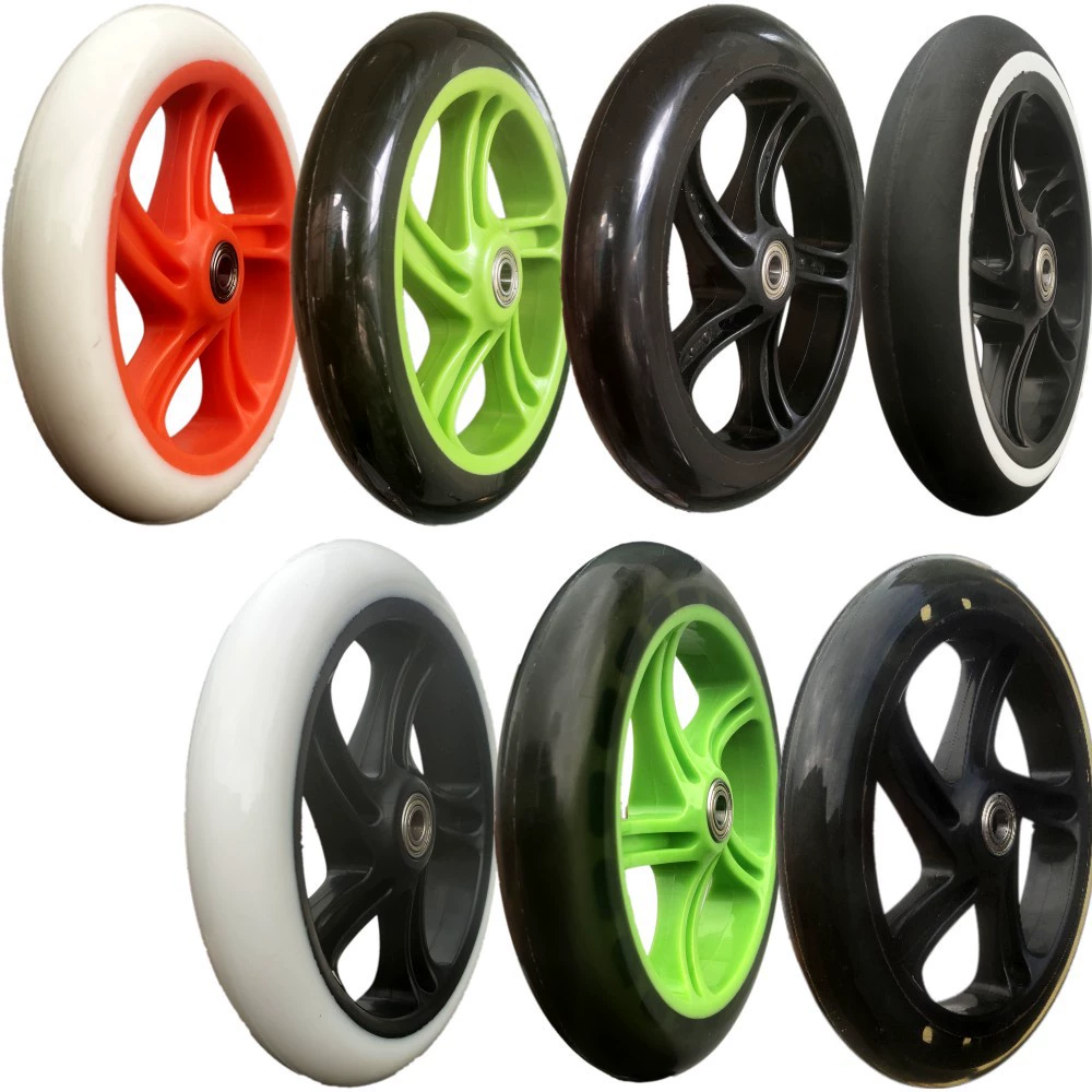 Роликовые коньки для скутера, колеса из искусственной кожи, полиуретановая бесшумная коляска 4/5/6/7/ 8inch велосипедное колесо, вспомогательное колесо