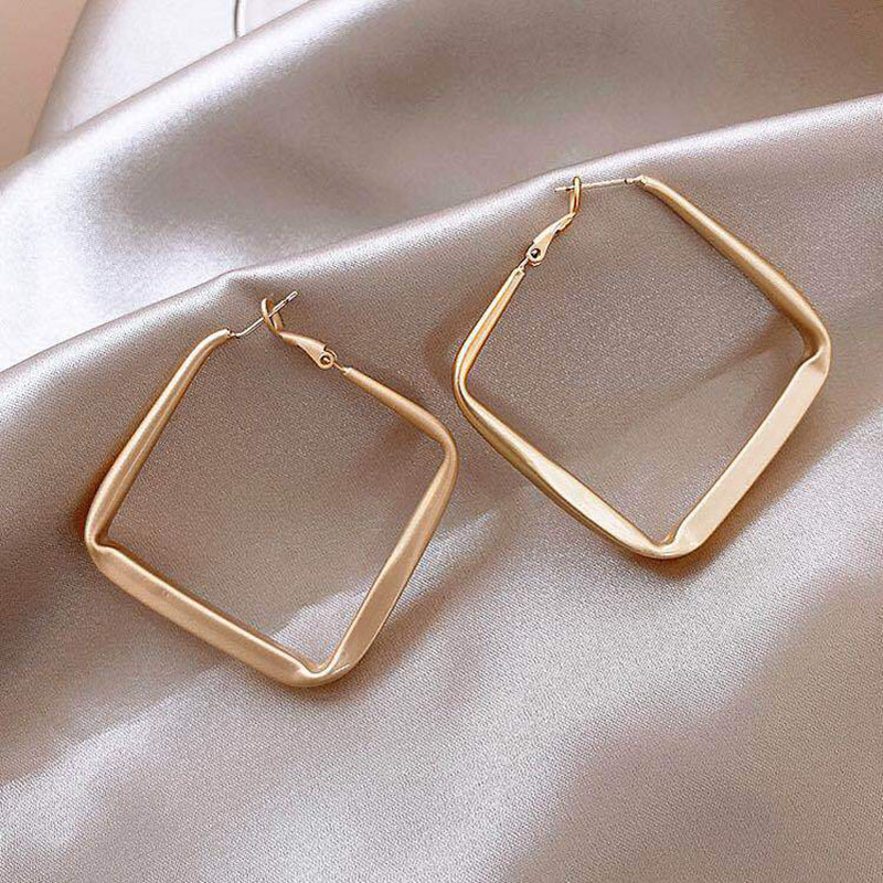 Exaggerated Geometric Square Earrings 925 Silver Needle Jewelry_voghion.com