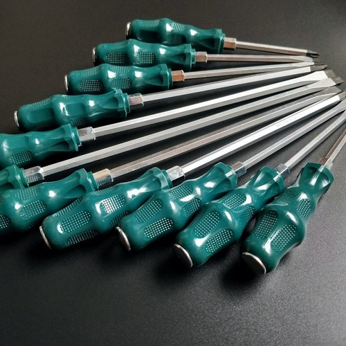 Wholesale Guangdong screwdriver, strike dark green marked cross-shaped screwdriver, 12-inch extension