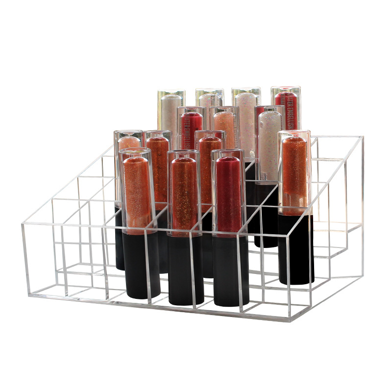 Internet Celebrity Acrylic Transparent 24-Grid Lipstick Shelf Cosmetic Storage Lipstick Storage Box Desktop Lip Glaze Storage Rack