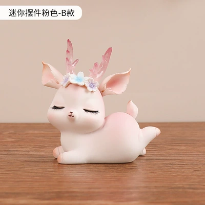 Decoration Car Shaking Head Doll – Car ornaments - flower-charm-fawn-mini-ornaments-pink-b
