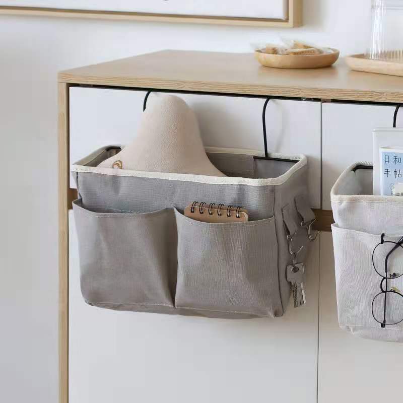 Nuevo dormitorio estudiante de almacenamiento de noche bolsa colgante canasta de almacenamiento impermeable de lona tela de lino de algodón Estilo nórdico dormitorio bolsa de almacenamiento