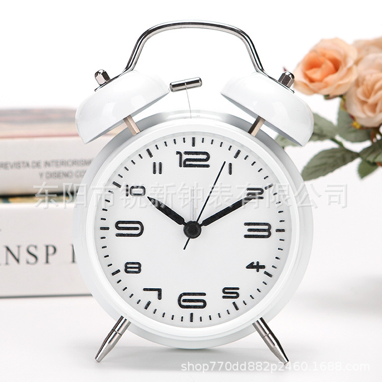 FUENTE Ventas Directas de Fábrica 4-pulgadas campana de silencio de escaneo reloj de alarma de metal palabra estéreo reloj de alarma estudiante reloj de alarma al por mayor