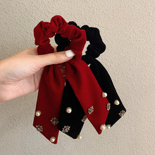 韩国东大门新款复古丝绒飘带蝴蝶结大肠圈发圈头绳法式优雅头饰女