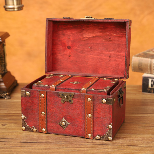 Factory sales wholesale retro storage box old-fashioned antique storage box with lock password treasure box prop box wooden box