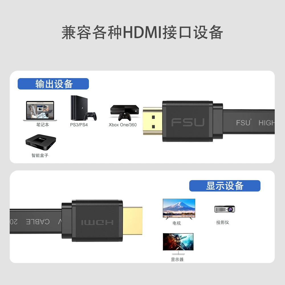 Кабель HDMI 2.0 для высокого разрешения 4K, соединительный кабель для компьютера и ТВ