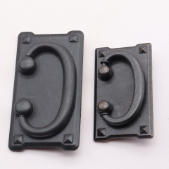 美式復古家具抽屜歐式拉手仿古床頭櫃方形雙孔青古銅拉環廠家直營