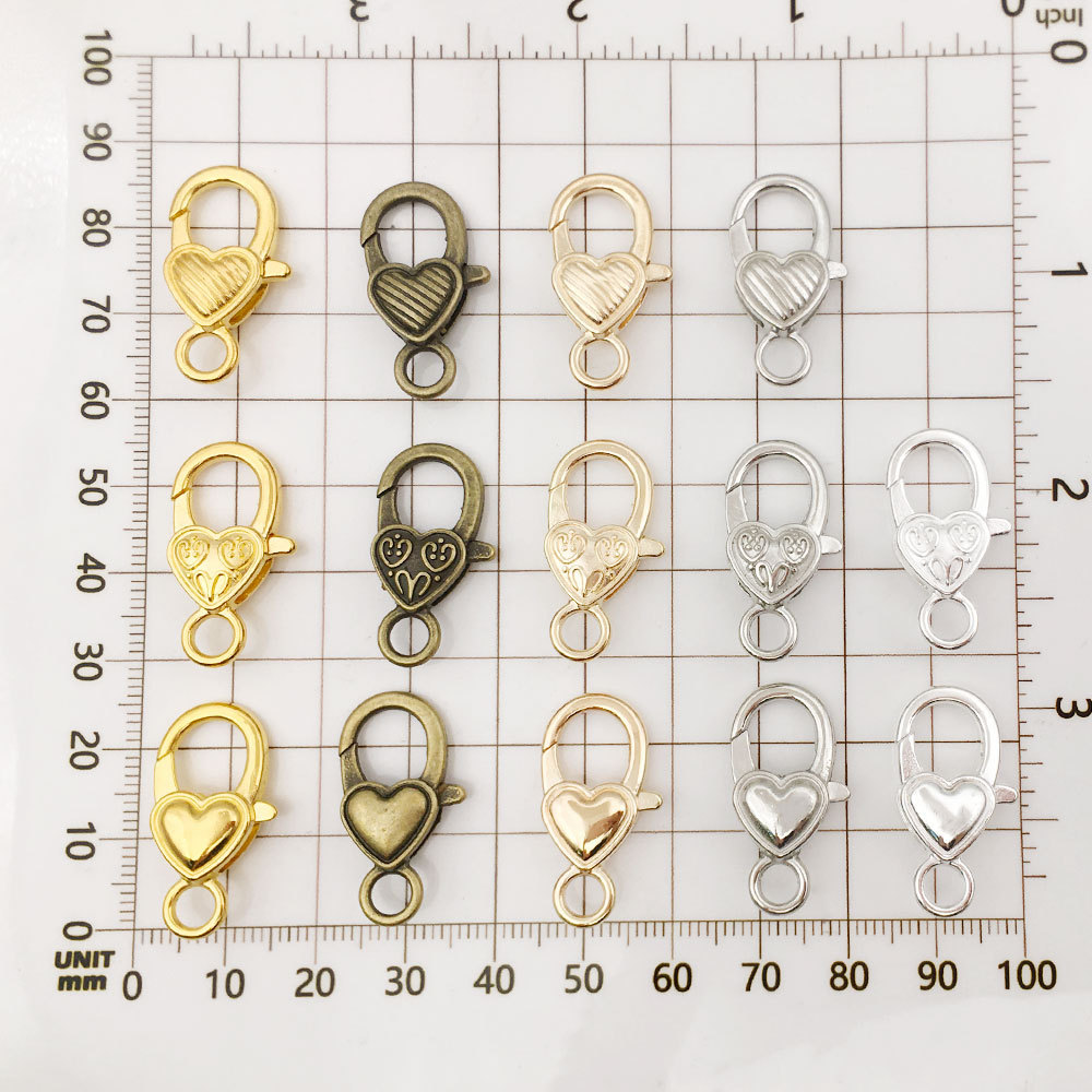 Melocotón hebilla de langosta en forma de corazón accesorios de llavero bricolaje hardware de equipaje hebilla de langosta en forma de corazón de aleación de zinc