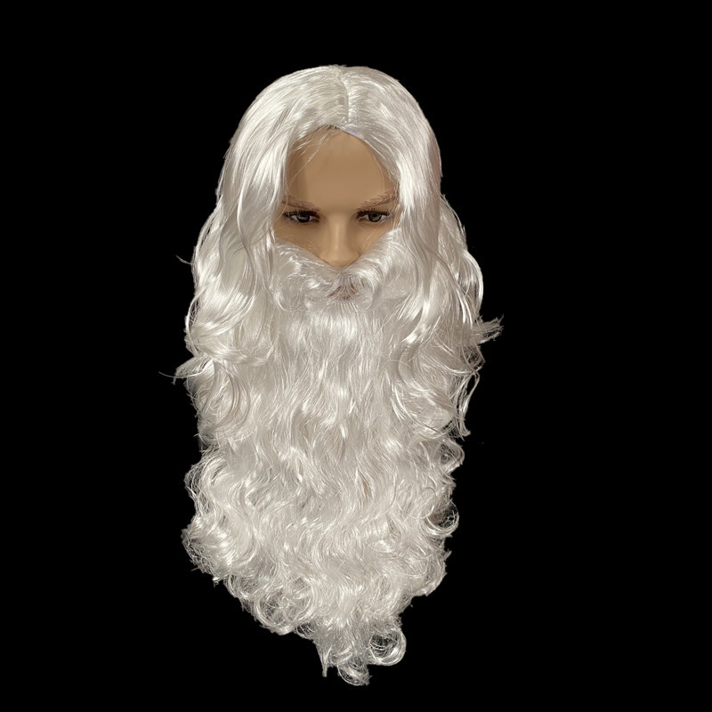 Santa Claus vestir Super gruesa Santa Claus cabeza barba peluca barba blanca traje de comercio exterior
