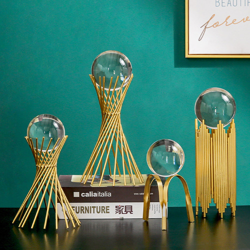 Wholesale European light luxury style metal crystal ball ornaments creative home living room office desktop decoration crafts