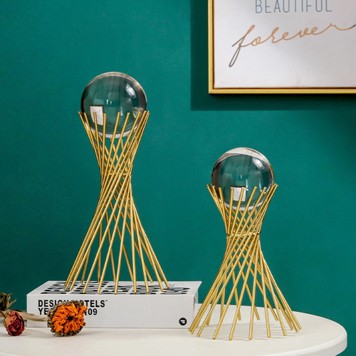 Wholesale European light luxury style metal crystal ball ornaments creative home living room office desktop decoration crafts