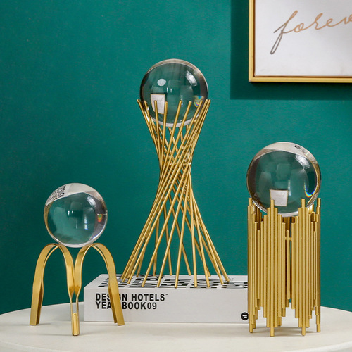 Wholesale European light luxury style metal crystal ball ornaments creative home living room office desktop decoration crafts
