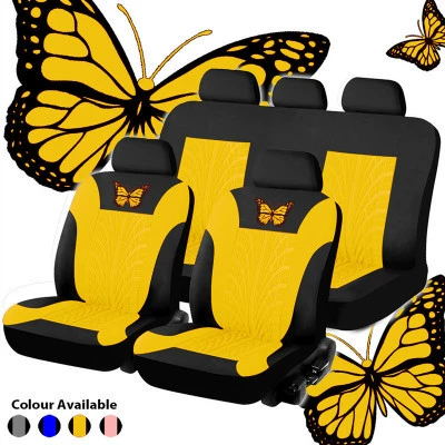 Beautiful Butterfly Embossed Tire Pattern, Universal seat cover - yellow-2-piece-set-single-seat-in-front-row