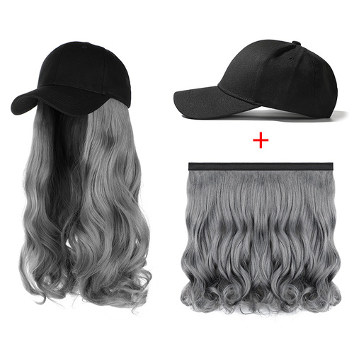 Removable hat wig for women with wavy long curly hair fashion realistic natural wig piece manufacturer wig cap