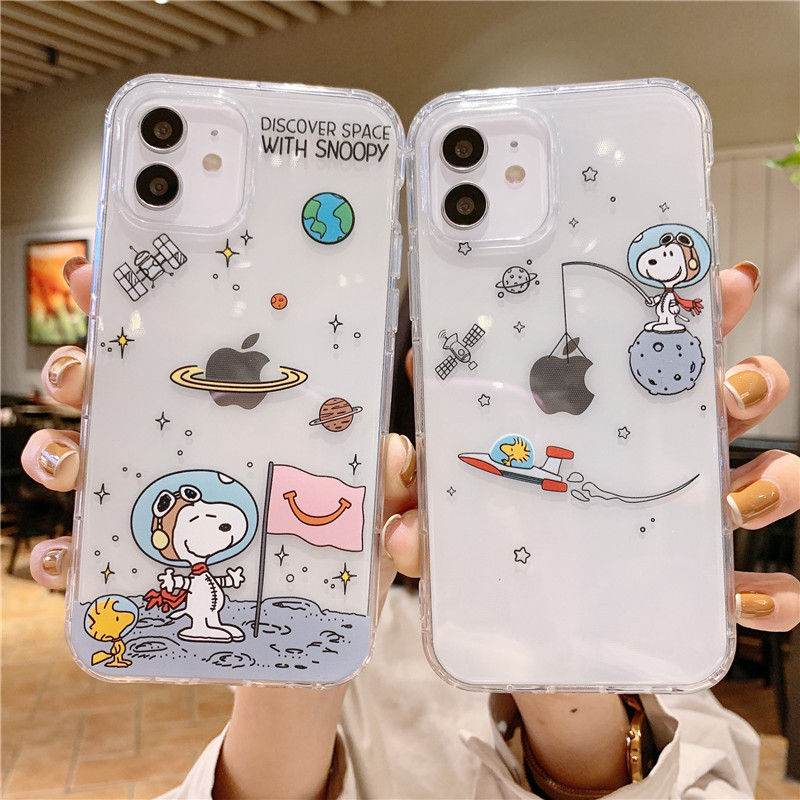 Astronaut Snoopy for Apple 13 Phone Case iPhone12 Cute Cartoon New 15 Silicone Air Cushion