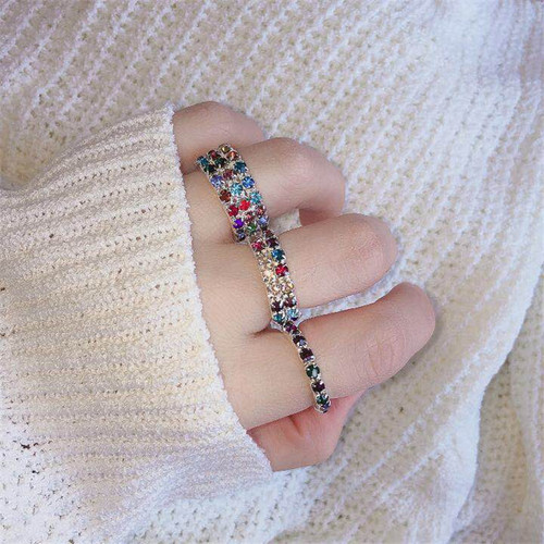 Korean-style trendy rhinestone stretch rings | Mixed ring set | Fashionable, sparkling diamond-studded rings