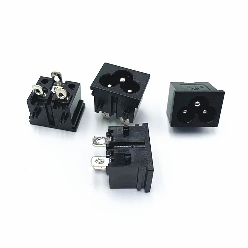 供应电源插座梅花座米老鼠插座23X18三孔4.8加宽中脚电源插座