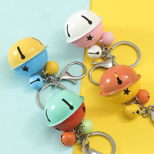 Creative DIY Gift Keychain Bag Hook Decor Double Color Candy 4cm Striped Enamel Bell Christmas Ornament Wholesale