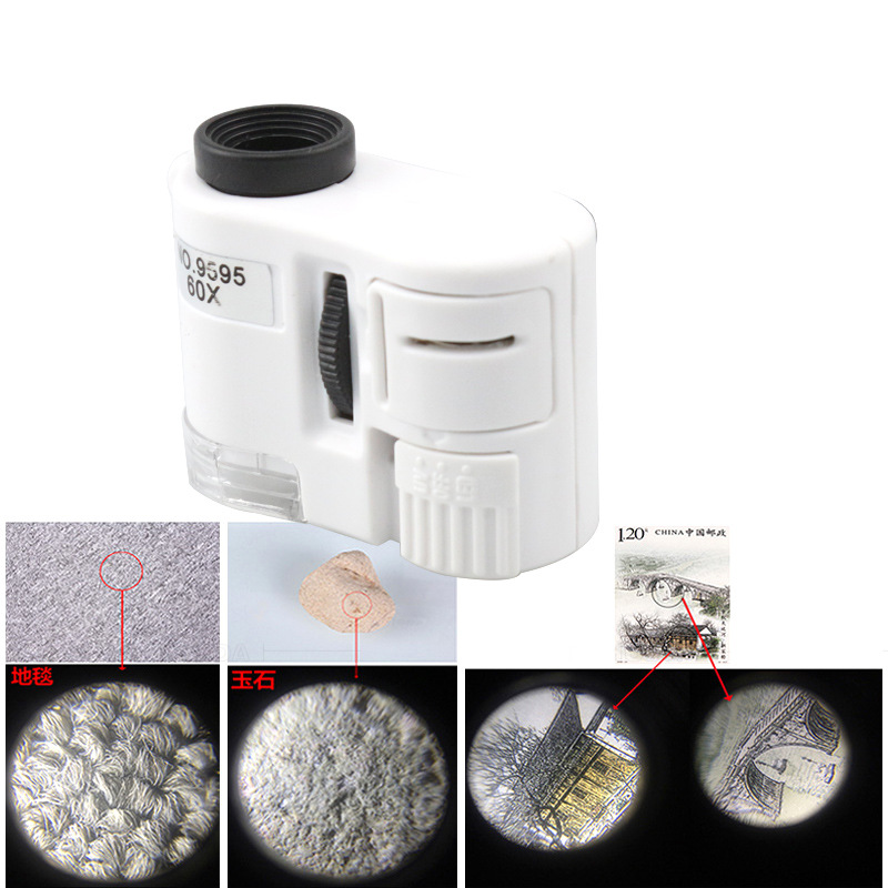 Portable LED UV Light Banknote Inspection Jewelry Antiques Identification with Cloth Bag Mobile Phone Microscope High Magnification Magnifier 