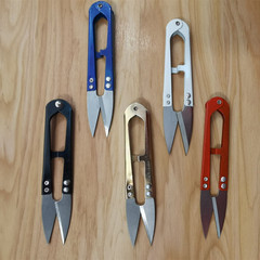Small fabric scissors with 5 colors, ordinary U-shaped small spring, household small fabric scissors