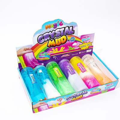 水瓶状跨境儿童DIY玩具外贸新款瓶装彩泥史莱姆益智水晶泥彩虹泥|ms