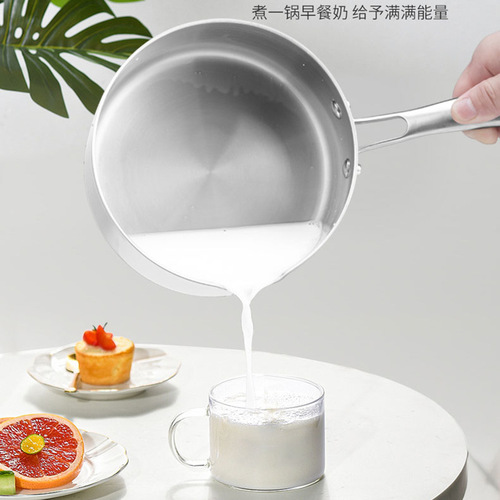 New 304 stainless steel saucepan, thick food-grade soup pan, snow flat pan, camping instant noodle pan, open flame magnetic induction pan