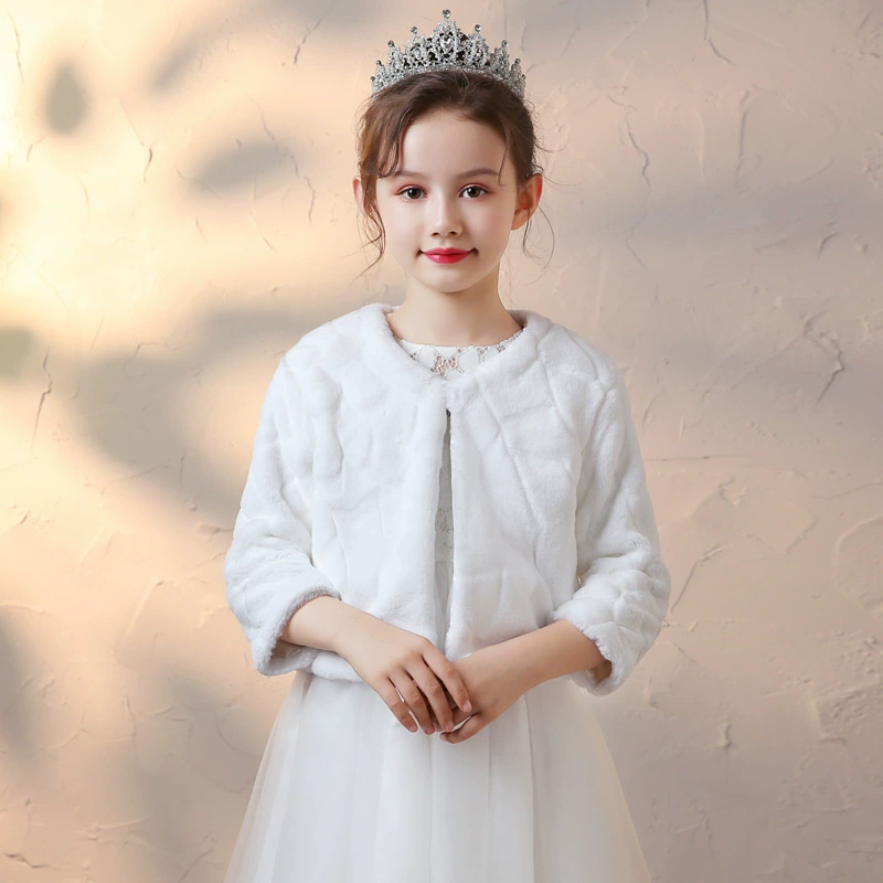 Детская накидка-накидка с длинным рукавом, зимняя утепленная куртка принцессы для девочек, корейское утолщенное платье для девочки-цветочка, теплая куртка