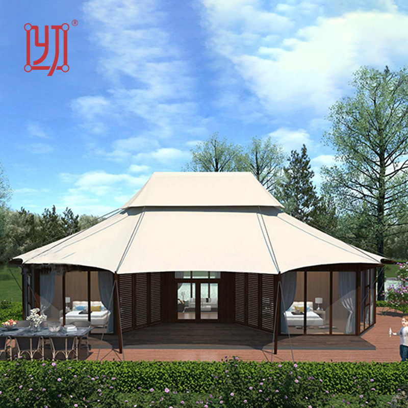 户外营地野奢酒店帐篷张拉膜篷房农家乐景区休闲住宿帐篷酒店篷房