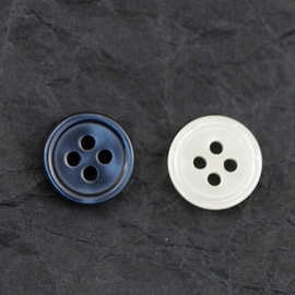 藏青色男女士商务衬衫四眼细边树脂纽扣深蓝色白色衬衣仿贝壳扣子