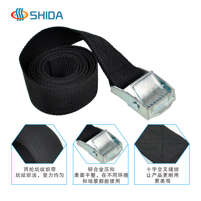 Spot aleación de zinc correa de hebilla de presión logística carga equipaje placa de sujeción alambre de polipropileno correa de sujeción fija negro
