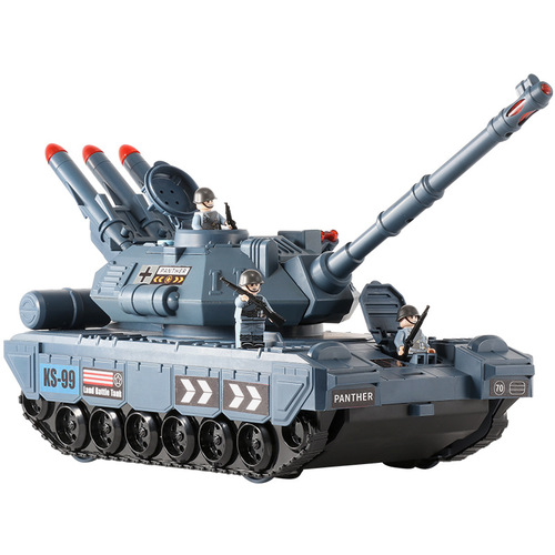 Tank children's toy car boy large military armored missile track multifunctional sound and light deformation can be stored