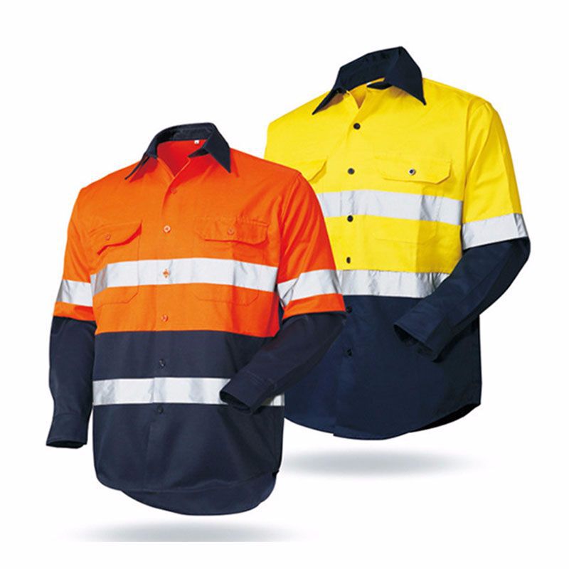 Foreign Trade Hot Sale Pure Cotton Construction Project Reflective Strip Shirt Reflective Pants Split Work Clothes Men's Long Sleeve Pure Cotton Reflective Clothing