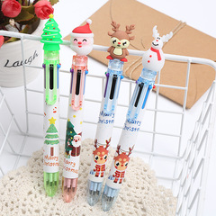 Christmas 6-color ballpoint pens, student prize gifts, multi-color oil-based pens, office stationery handbooks, graffiti color pens