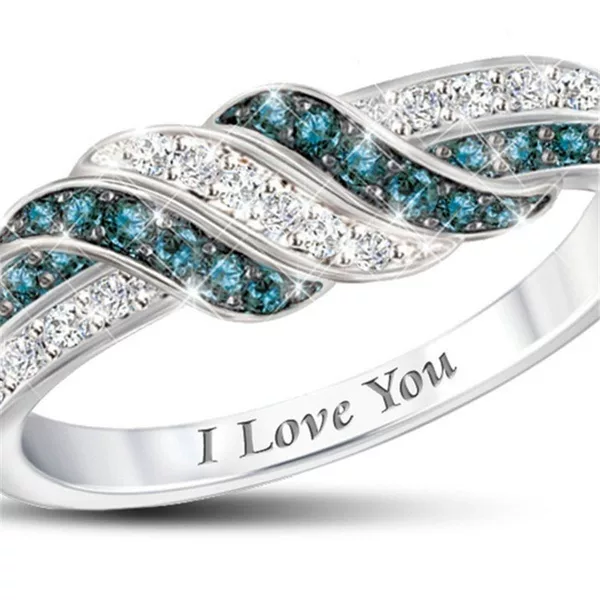 Foreign trade explosions blue and white ring exquisite personality romantic wedding ring manufacturers wholesale