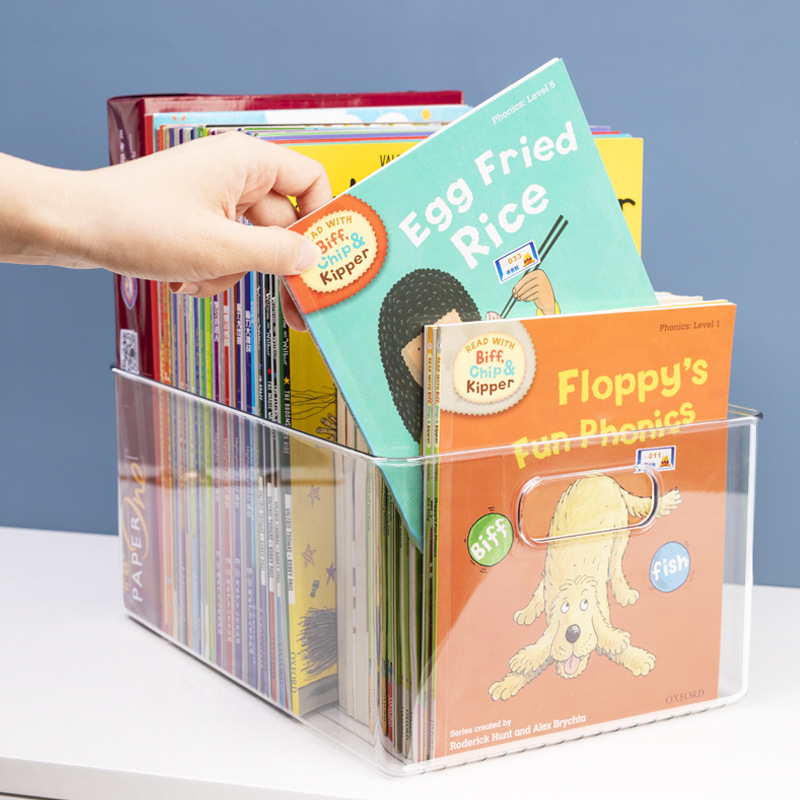 Book Storage Box Children's Picture Book Oxford Tree Student Book Arrangement Artifact Book Box Rack Basket Transparent Storage Box