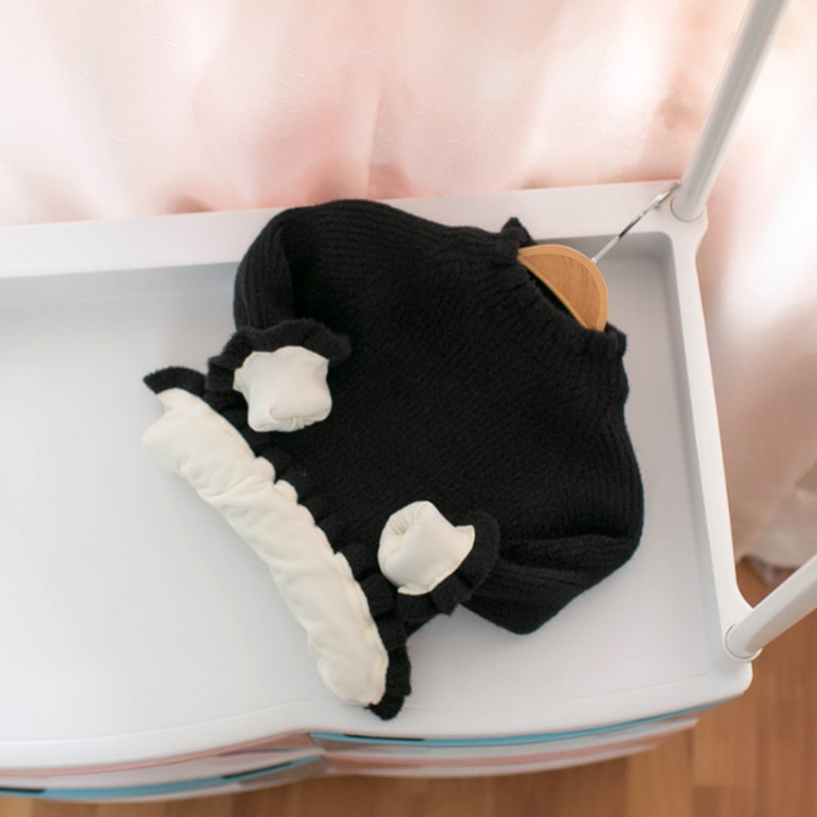 블랙 Y 레이스 스웨터 (기모)