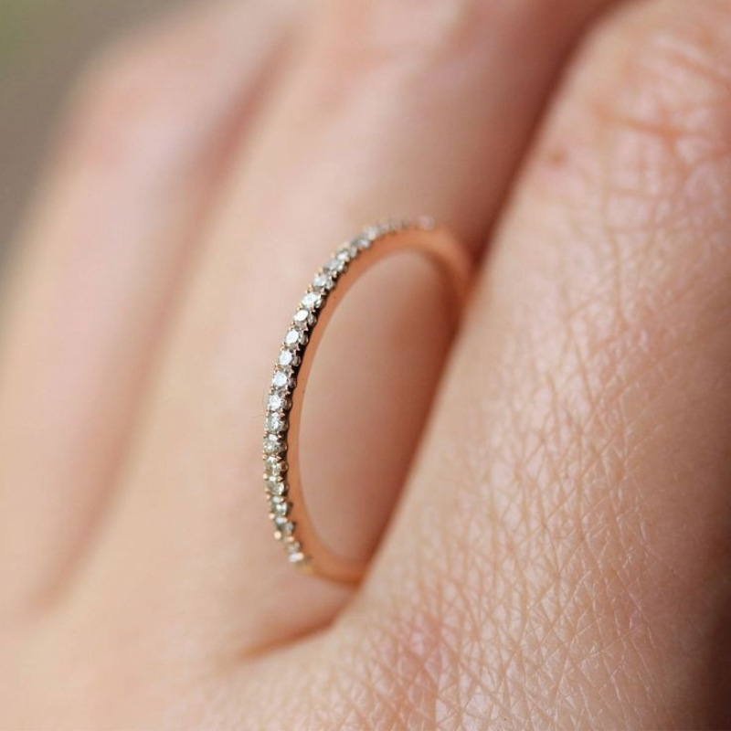 wish Hot Sale New AliExpress Explosive Couple's Ring Women's Single Row Diamond Ring Ring Rose Gold Plated Handset