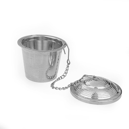 E-commerce stainless steel 304 tea filter with lid chain tea bucket shaped tea drain kitchen Weibao tea ball tea infuser