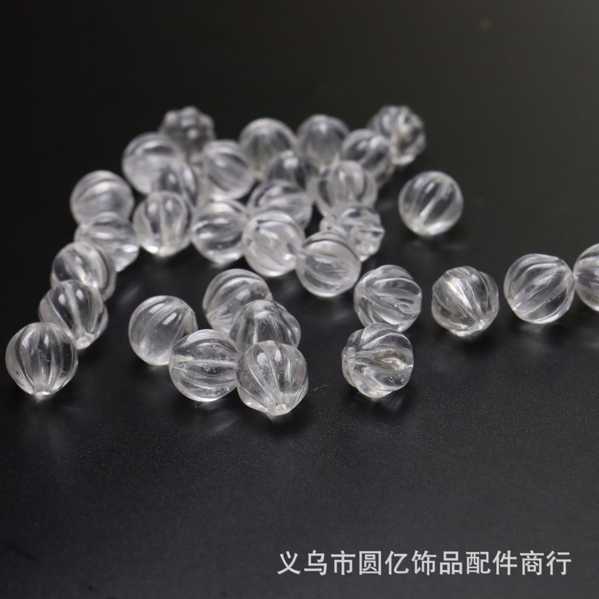 批发白水晶10mm雕刻南瓜珠 散珠 串珠 手链 项链 手工DIY饰品配件