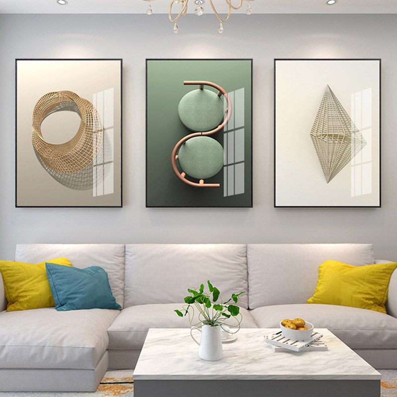 Living Room Decorative Painting Sofa Background Wall Mural Hanging Painting Simple and Elegant Triptych Abstract Bedside Dining Room Art Minimalist