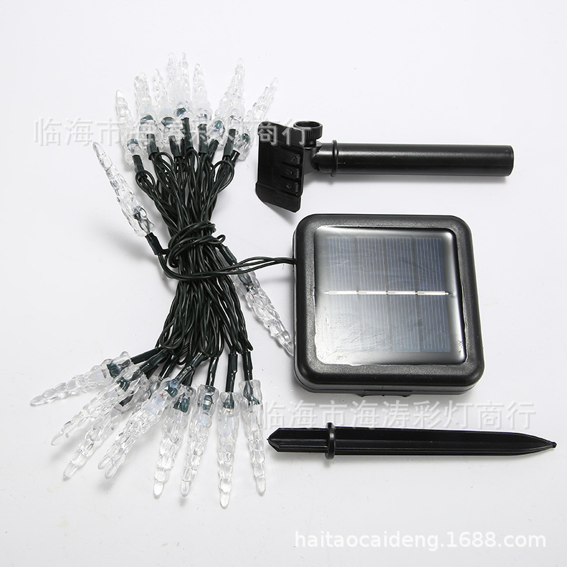 Lámpara de color de cono de hielo solar Lámpara de día de Navidad Lámpara impermeable de baja presión Lámpara de gotas de agua LED Lámpara solar de gotas de agua