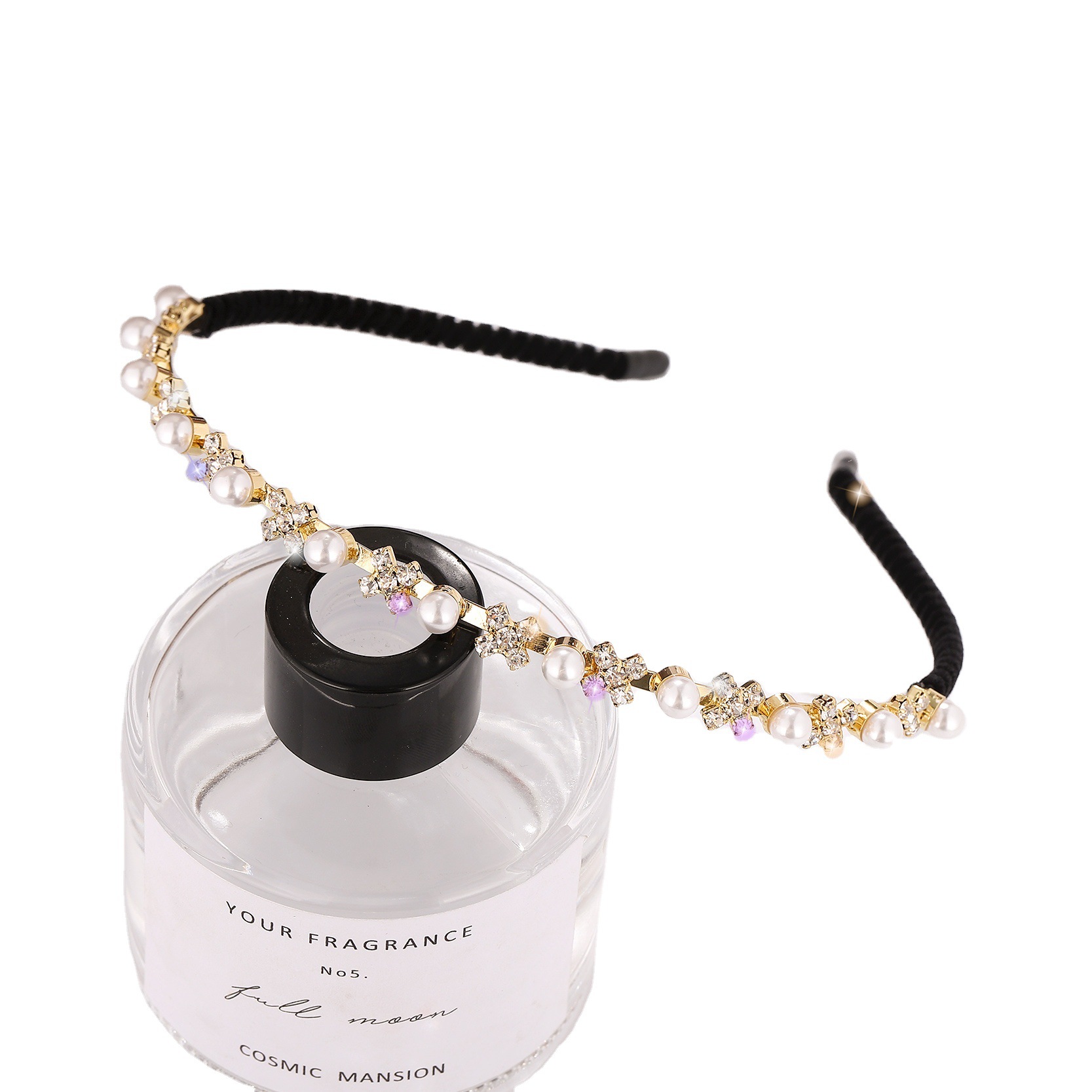 Corea del Sur moda tela accesorios para el cabello Cruz diamante fino diadema rhinestone tocado franela sinuoso diadema accesorios para el cabello