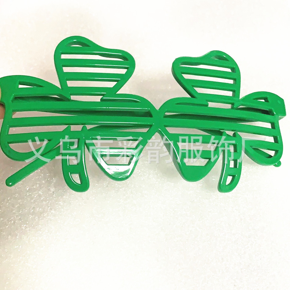 Nuevo conjunto de adornos del día de San Patricio irlandés de trébol verde, banda de pelo, gafas, vestido, conjunto