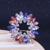 Fashionable crystal, universal brooch, cute cloak lapel pin, pin, coat, accessories, flowered, South Korea