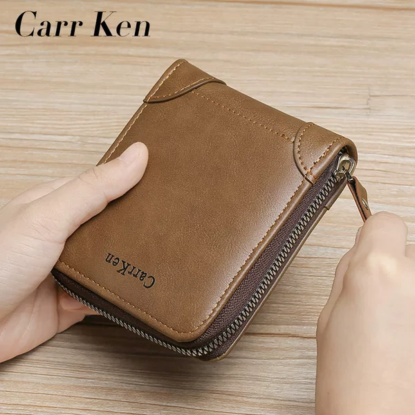 CarrKen new men's wallet retro horizontal multi-functional card bag multi-card three-fold zipper bag wholesale