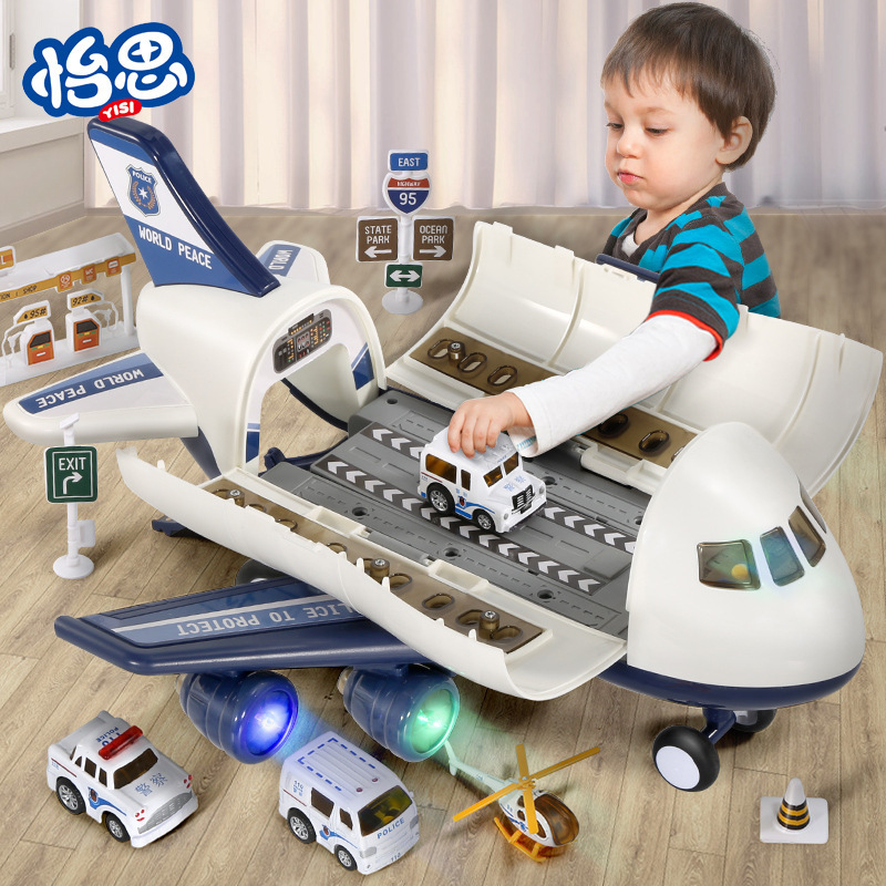 Super large aircraft toy car children's inertia model storage set light music educational boy toys wholesale