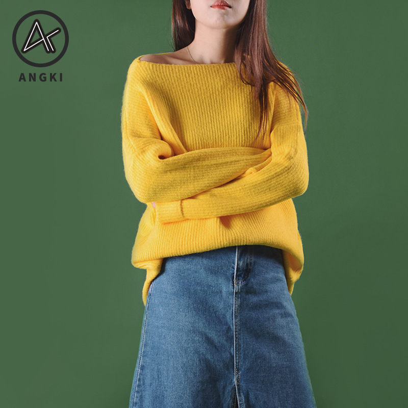 Japanese-Style Candy-Colored Off-Shoulder Soft Loose Sweater Sweet Bestie Outfit Autumn and Winter Women's Casual Mid-Length Knitwear Japanese-Style Candy-Colored Off-Shoulder Soft Loose Sweater Sweet Bestie Outfit Autumn and Winter Women's Casual Mid-Length Knitwear