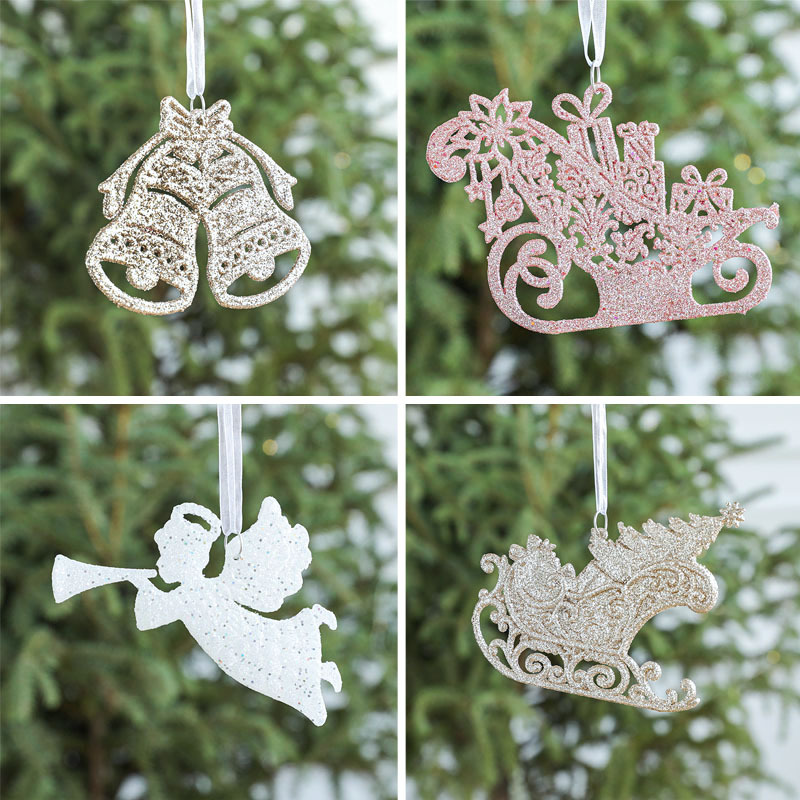 Adornos navideños decoración navideña polvo de plástico colgante pequeño angelito árbol de Navidad colgante traje pequeños accesorios