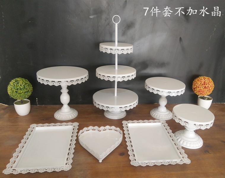 Decoración de la mesa de postres de boda con cristal estante de postres europeo estante de pastel estante de hierro forjado multicapa