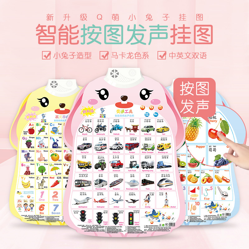 Leliyu children's early education voice and audio Wall Chart point reading literacy pinyin letters Enlightenment cognition one-piece delivery